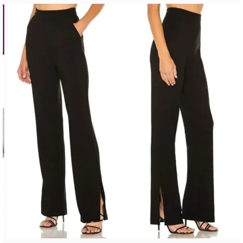 NBD Granada Black Dress Pants Straight to Flare Leg Slit sz L